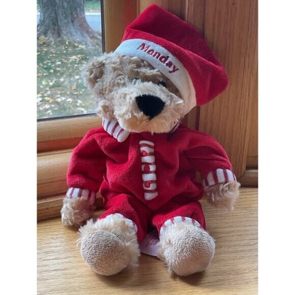 FAO Schwarz Plush Pajama Day Bears Monday Thursday Friday & Sunday 10" Set Of 4 - Picture 3 of 9